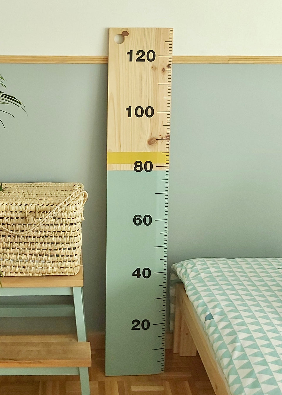 Régua de Crescimento - Azul Trend / Risca Mostarda