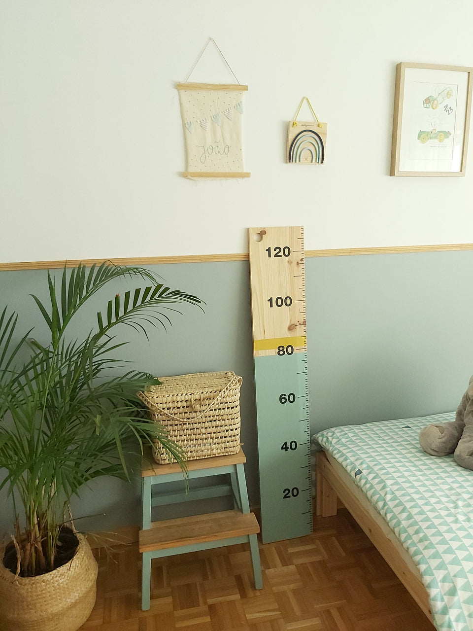 Régua de Crescimento - Azul Trend / Risca Mostarda