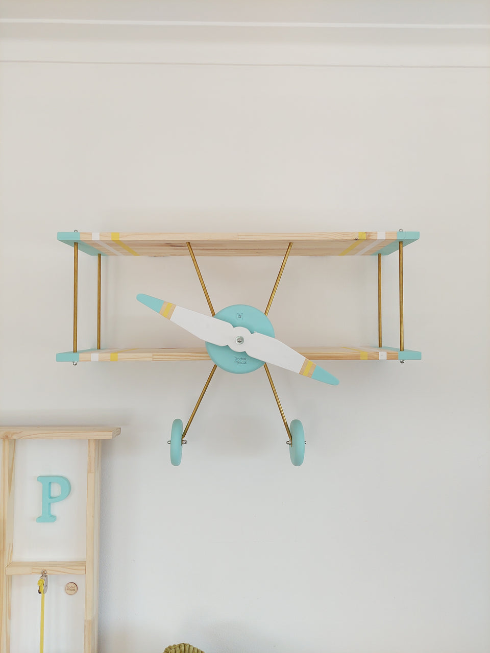 Prateleira Avioneta Verde Agua - Agua Green Aircraft Shelf
