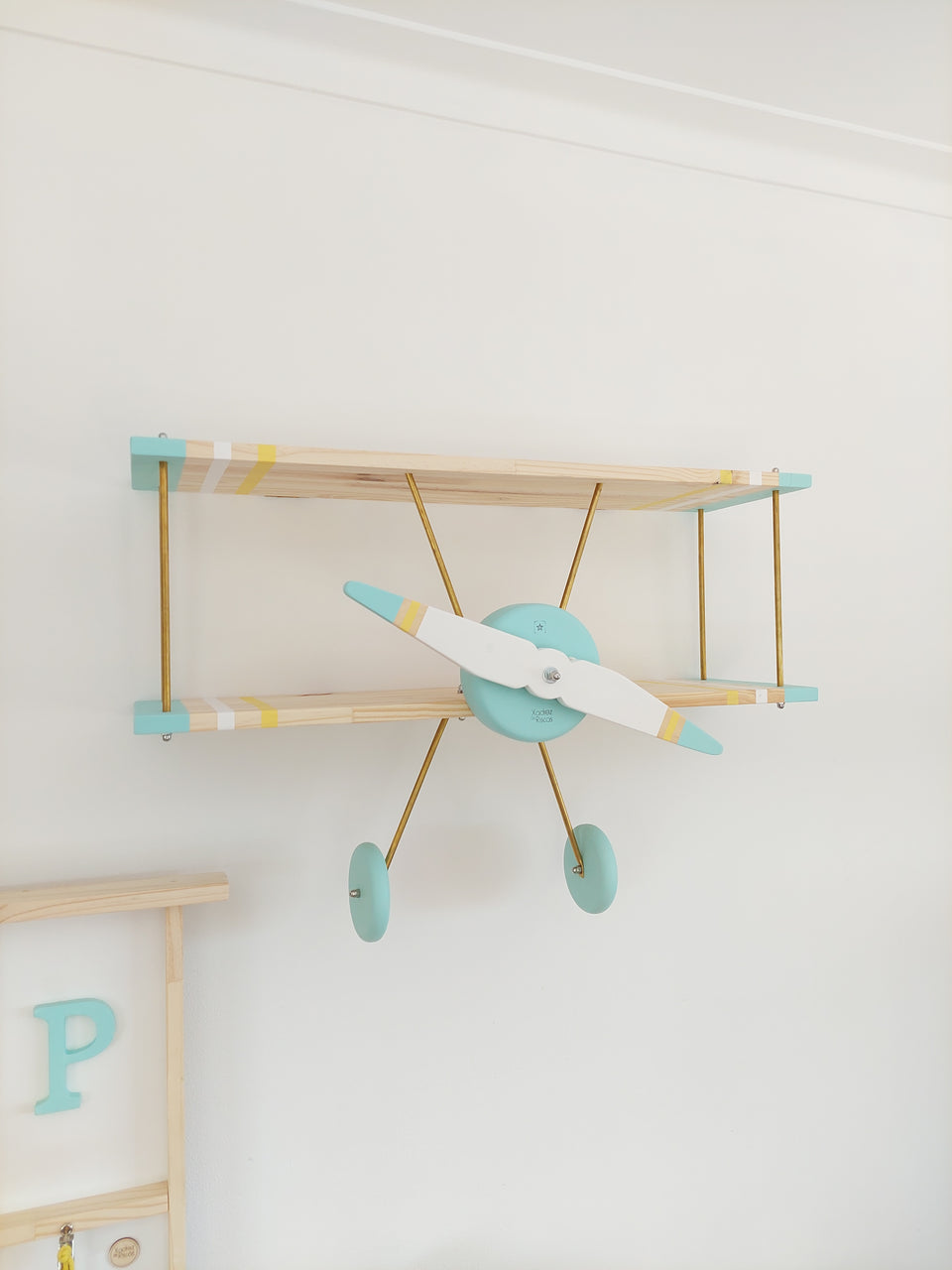Prateleira Avioneta Verde Agua - Agua Green Aircraft Shelf