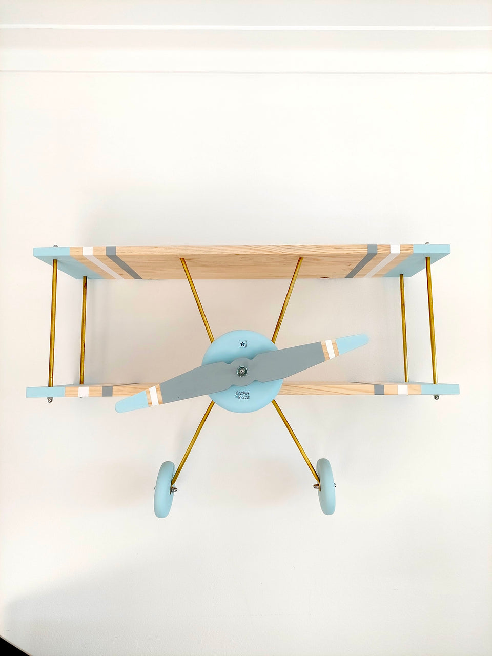 Prateleira Avioneta Cinza/ Azul - Gray/Blue Airplane Shelf
