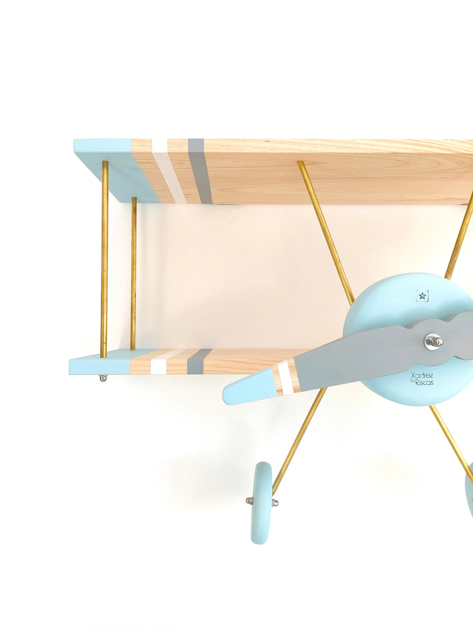 Prateleira Avioneta Cinza/ Azul - Gray/Blue Airplane Shelf