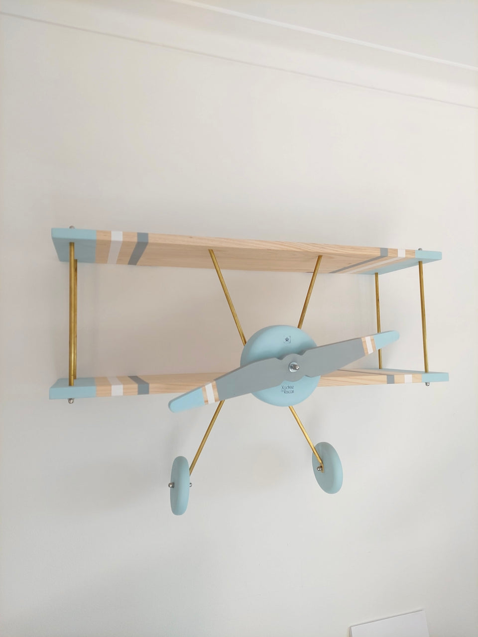 Prateleira Avioneta Cinza/ Azul - Gray/Blue Airplane Shelf