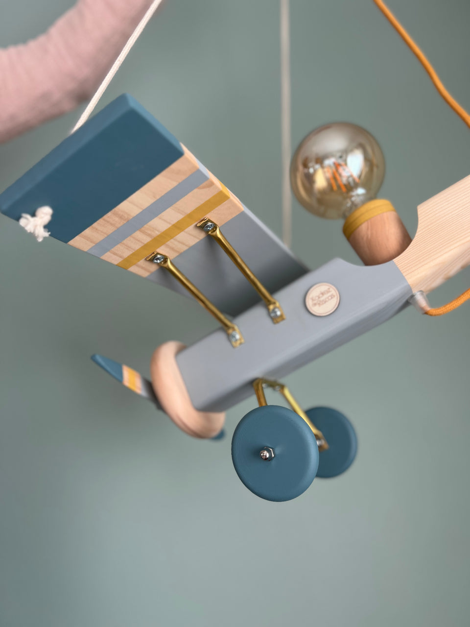 Candeeiro Avião Tecto Azul Faraó - Airplane Ceiling Wood light Lamp blue Faraó