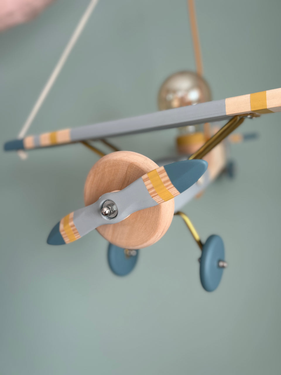 Candeeiro Avião Tecto Azul Faraó - Airplane Ceiling Wood light Lamp blue Faraó