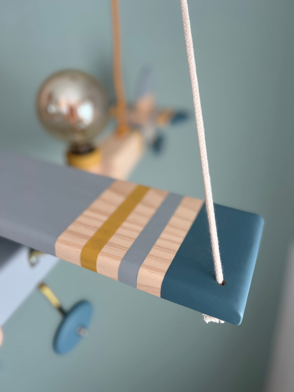 Candeeiro Avião Tecto Azul Faraó - Airplane Ceiling Wood light Lamp blue Faraó