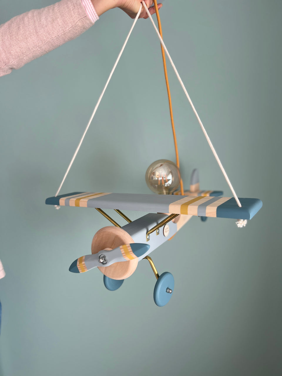 Candeeiro Avião Tecto Azul Faraó - Airplane Ceiling Wood light Lamp blue Faraó