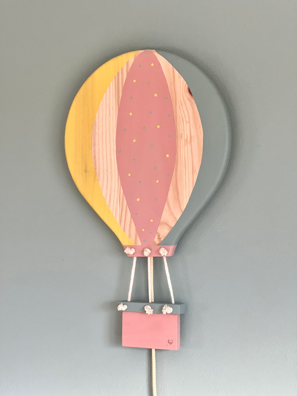 Candeeiro parede Balão Ar Quente Rosa Velho - Old Pink Hot Air Balloon Wall Lamp