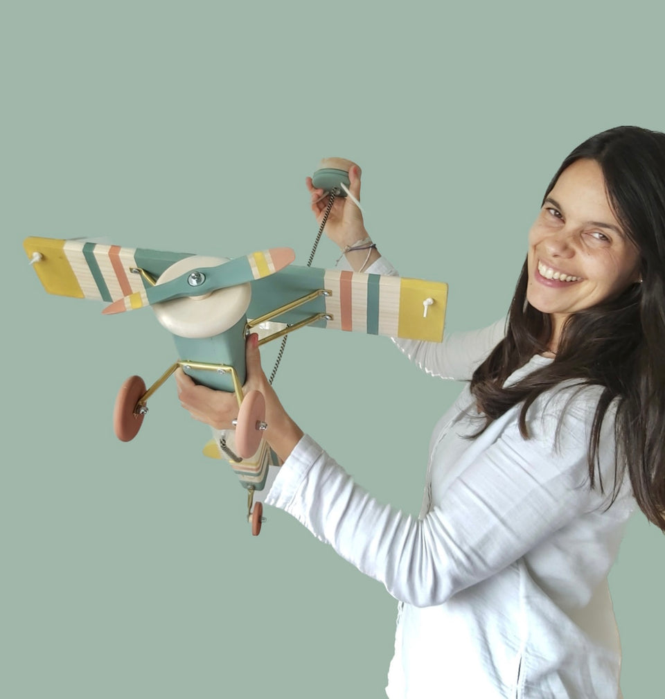 Candeeiro Avião Tecto Verde Selvagem / Airplane Ceiling Wood light Lamp Wild Green