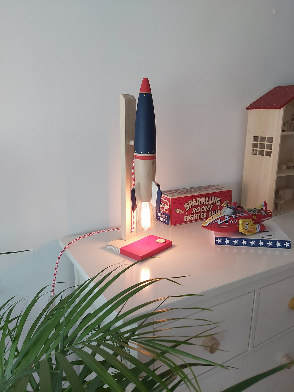 Candeeiro Foguetão de Mesa Azul Oxford - Oxford Blue Rocket Table Lamp