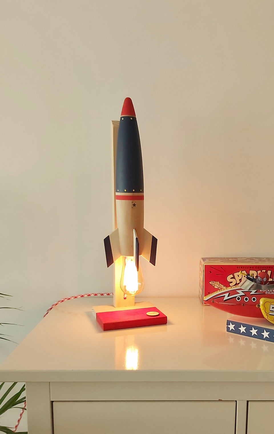 Candeeiro Foguetão de Mesa Azul Oxford - Oxford Blue Rocket Table Lamp