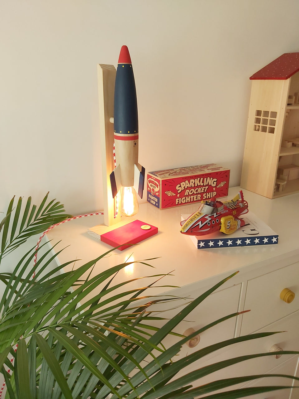 Candeeiro Foguetão de Mesa Azul Oxford - Oxford Blue Rocket Table Lamp