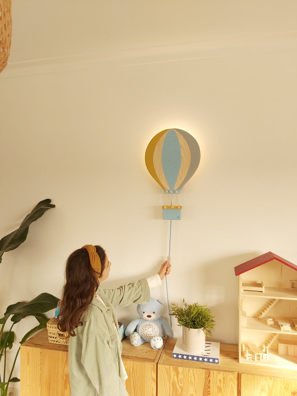 Candeeiro parede Balão Ar Quente Mostarda - Hot Air Balloon wall Lamp Mustard