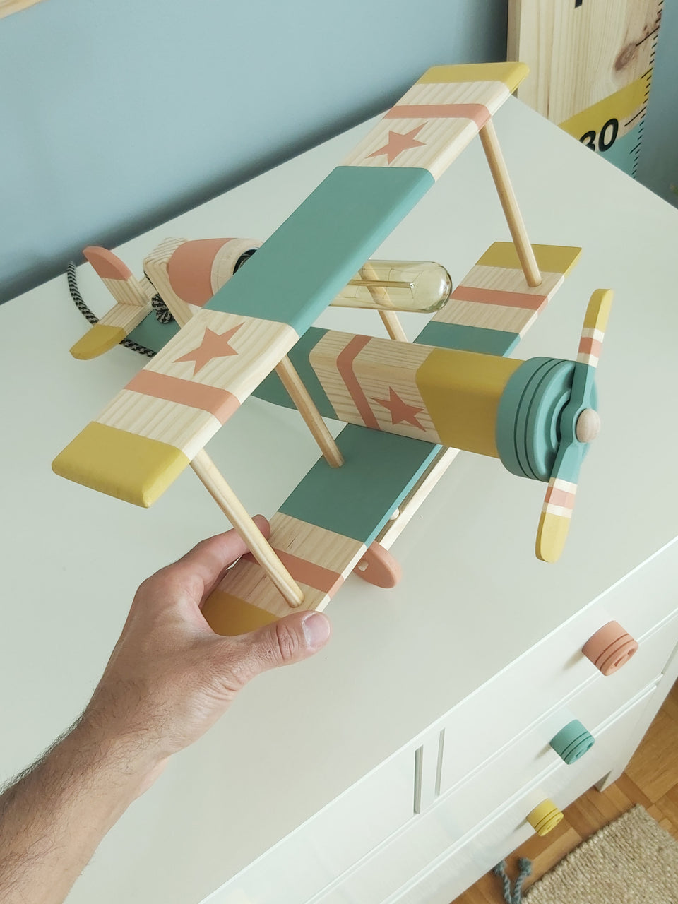 Candeeiro Avião de mesa verde selvagem - Airplane Table light Lamp wild Green