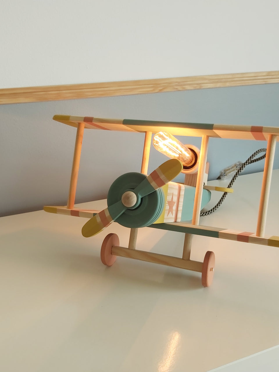 Candeeiro Avião de mesa verde selvagem - Airplane Table light Lamp wild Green