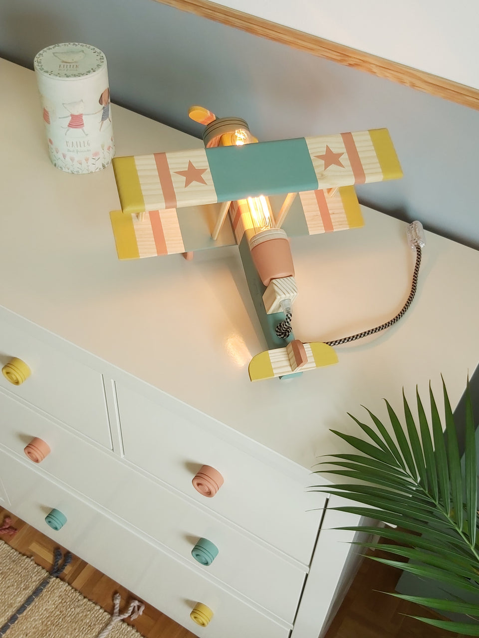 Candeeiro Avião de mesa verde selvagem - Airplane Table light Lamp wild Green