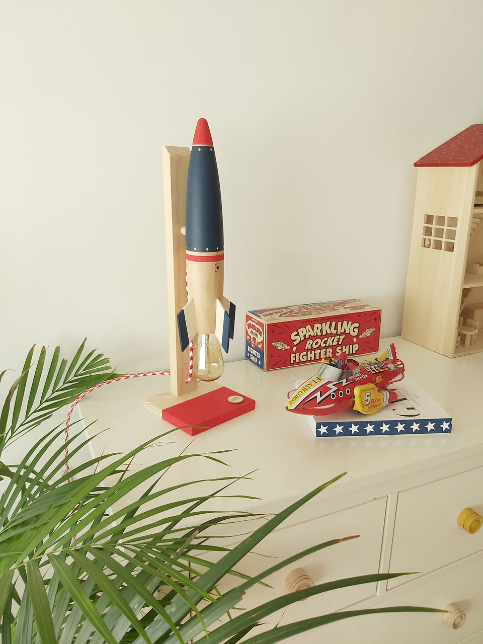 Candeeiro Foguetão de Mesa Azul Oxford - Oxford Blue Rocket Table Lamp