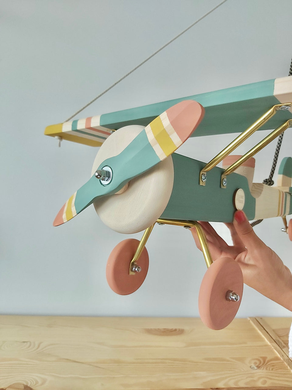 Candeeiro Avião Tecto Verde Selvagem / Airplane Ceiling Wood light Lamp Wild Green