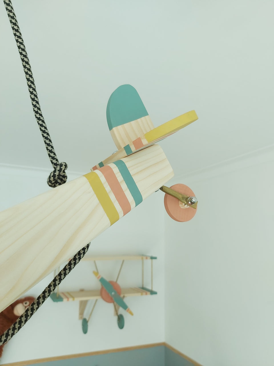 Candeeiro Avião Tecto Verde Selvagem / Airplane Ceiling Wood light Lamp Wild Green