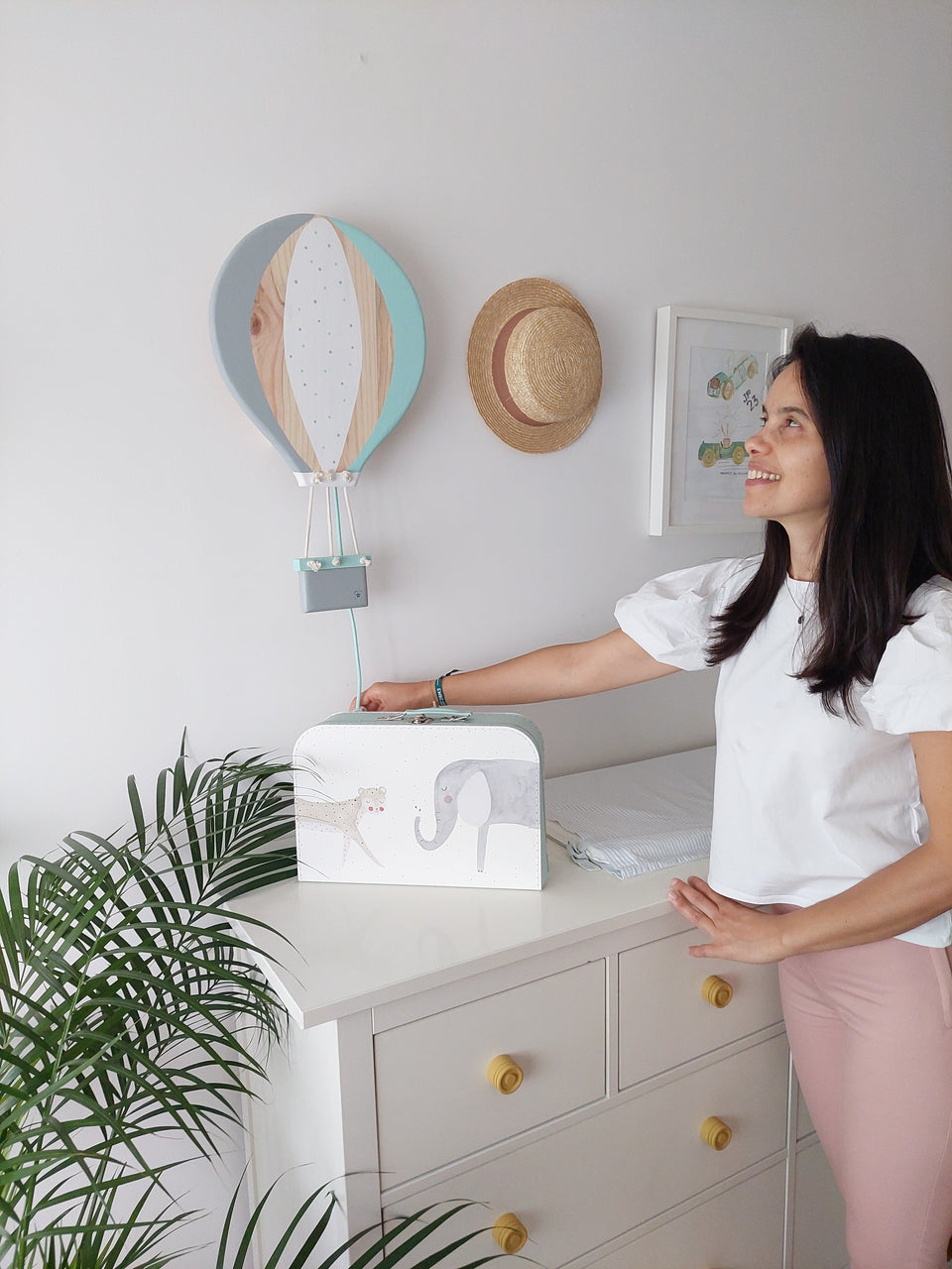 Candeeiro parede Balão Ar Quente Cinza - Gray Hot Air Balloon Wall Lamp