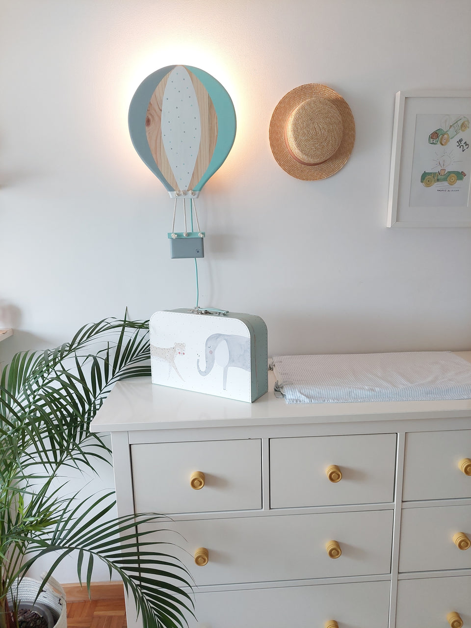 Candeeiro parede Balão Ar Quente Cinza - Gray Hot Air Balloon Wall Lamp