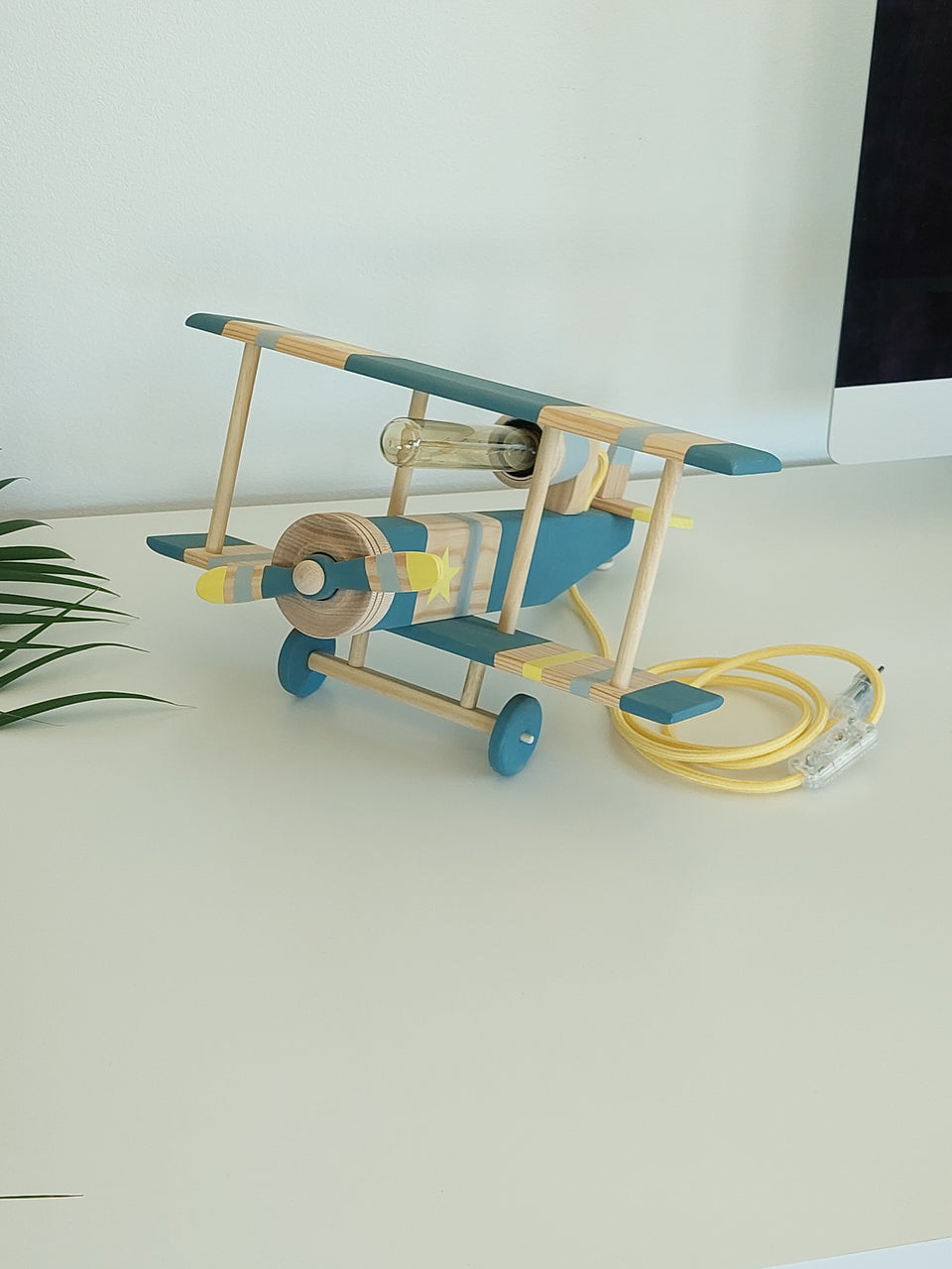 Candeeiro Avião de Mesa Azul Faraó - Airplane Table light Lamp Pharaoh Blue