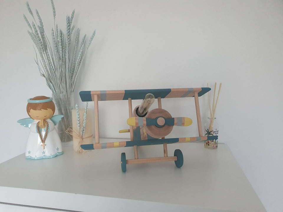 Candeeiro Avião de Mesa Azul Faraó - Airplane Table light Lamp Pharaoh Blue