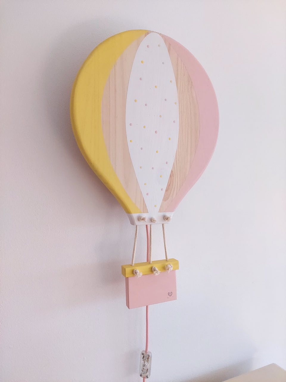 Candeeiro parede Balão Ar Quente Amarelo e rosa - Yellow and pink Hot Air Balloon wall lamp