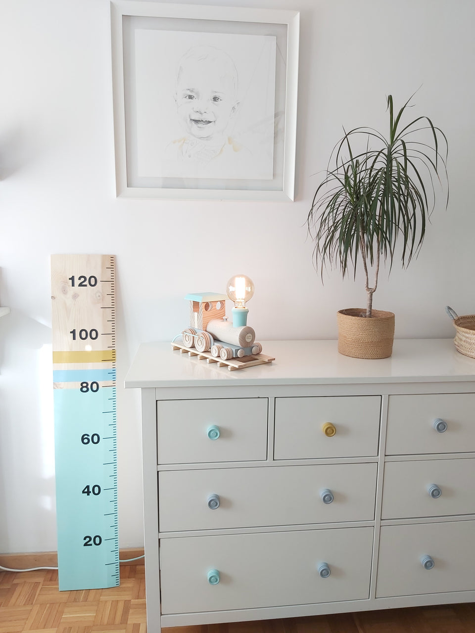 Candeeiro Comboio de mesa Verde Água - Train table Lamp light Aqua Green