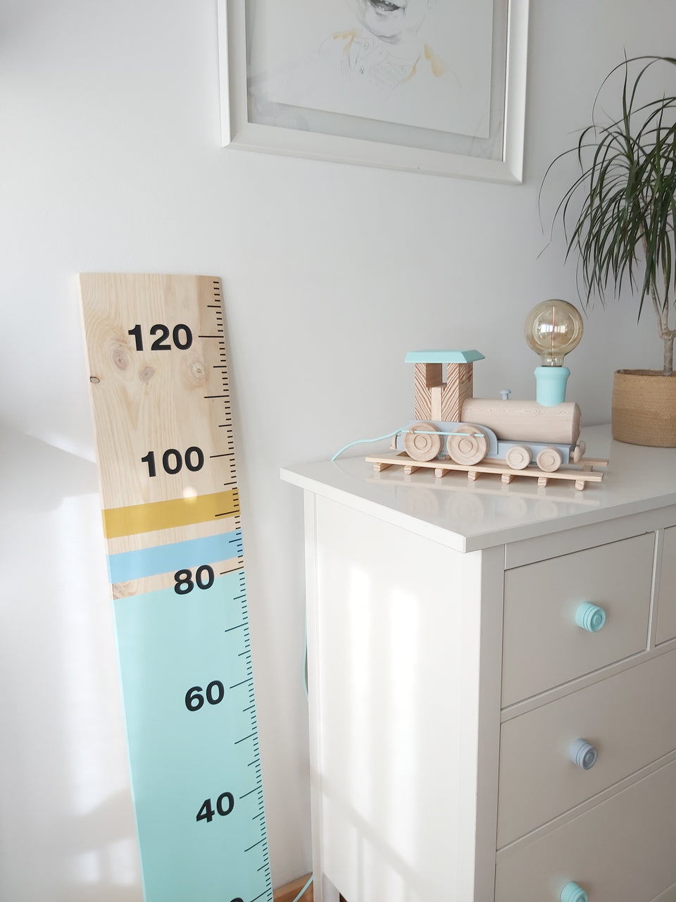 Candeeiro Comboio de mesa Verde Água - Train table Lamp light Aqua Green