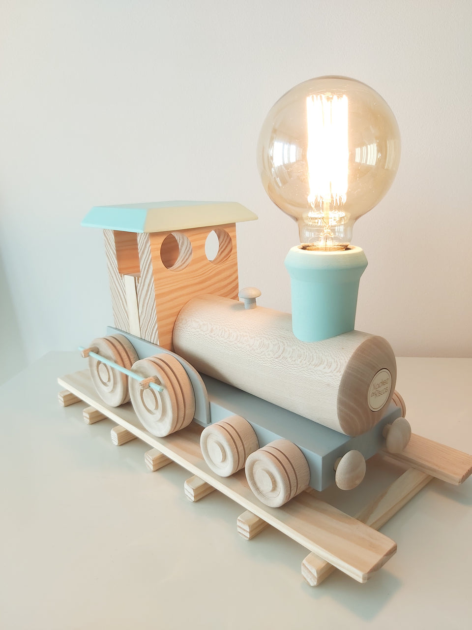 Candeeiro Comboio de mesa Verde Água - Train table Lamp light Aqua Green