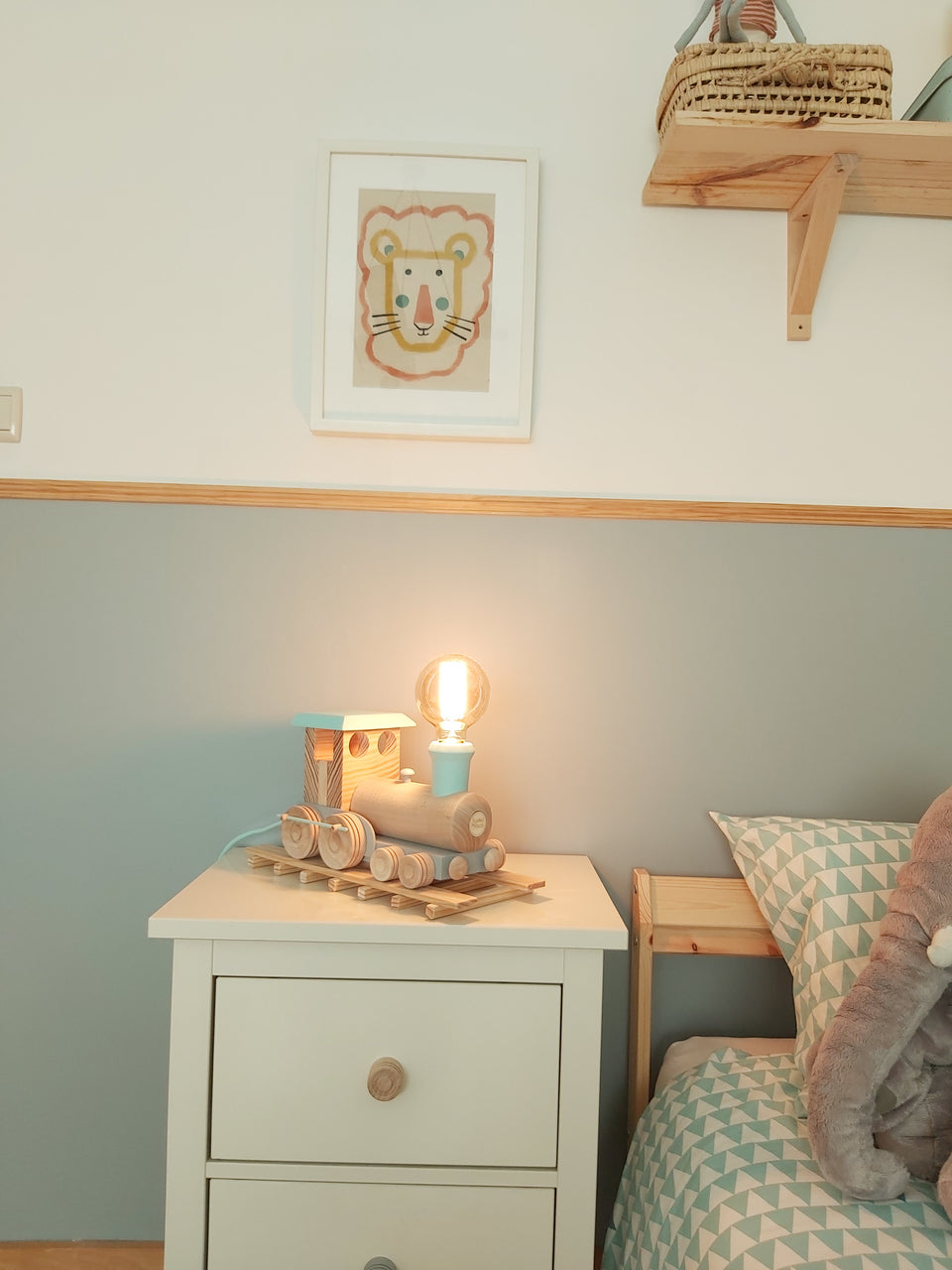 Candeeiro Comboio de mesa Verde Água - Train table Lamp light Aqua Green