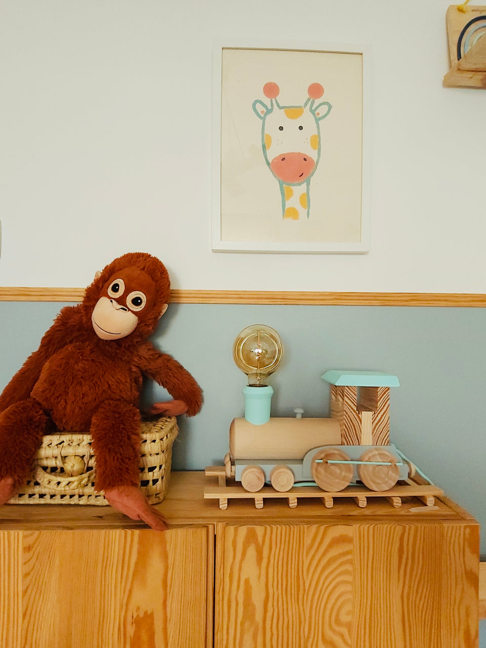 Candeeiro Comboio de mesa Verde Água - Train table Lamp light Aqua Green