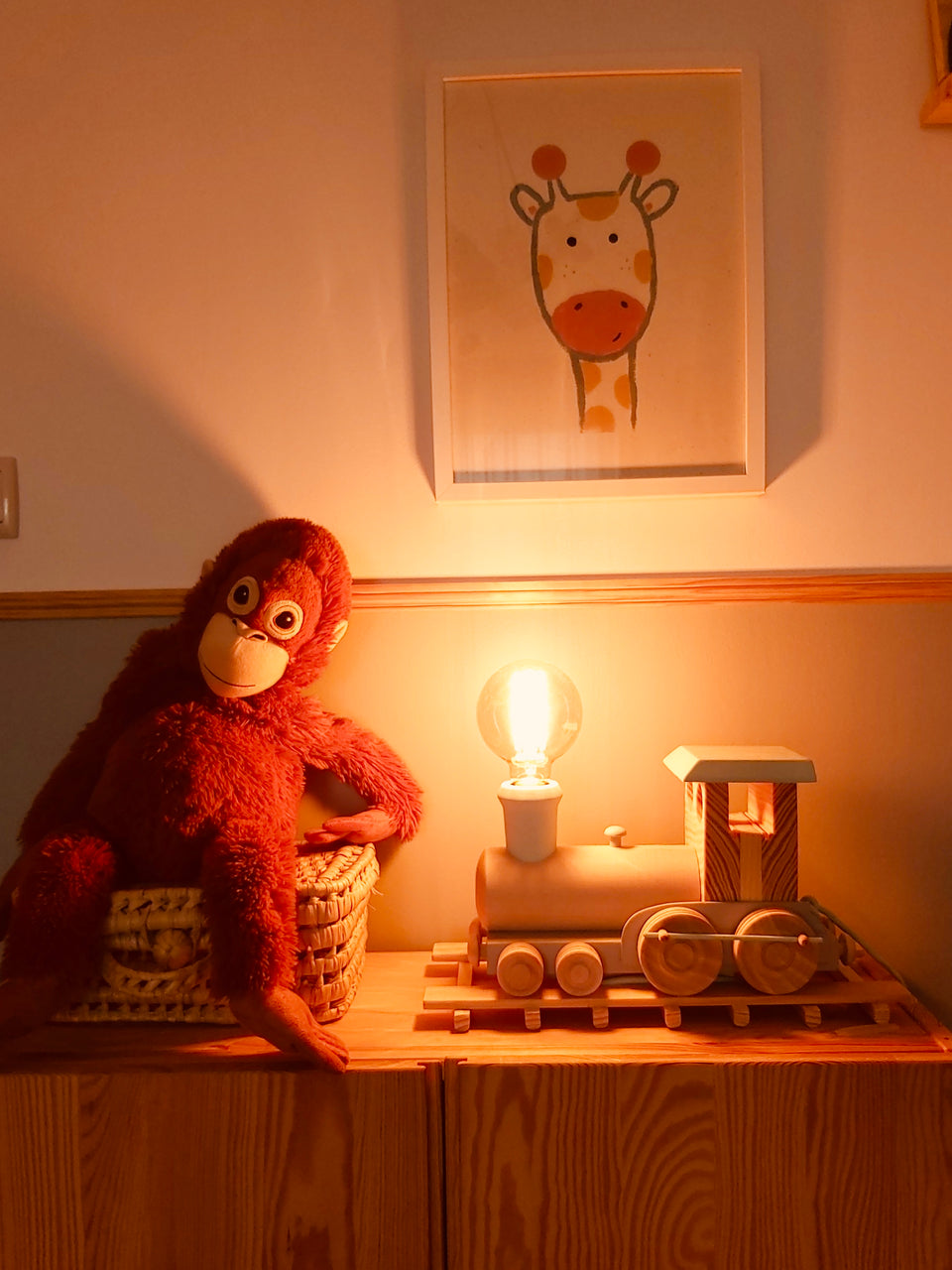 Candeeiro Comboio de mesa Verde Água - Train table Lamp light Aqua Green