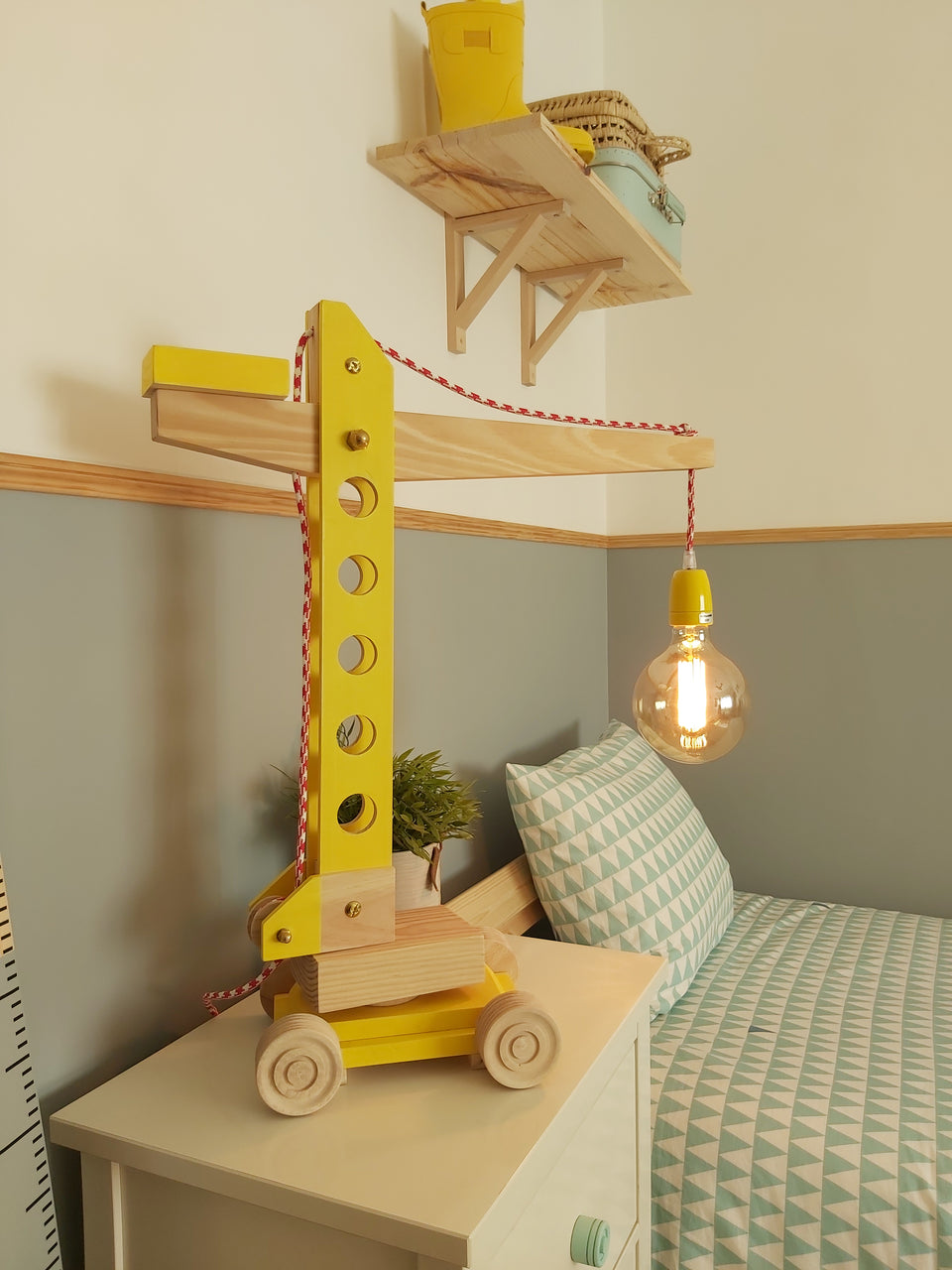 Candeeiro Grua de mesa Amarela - Yellow Table Crane Lamp