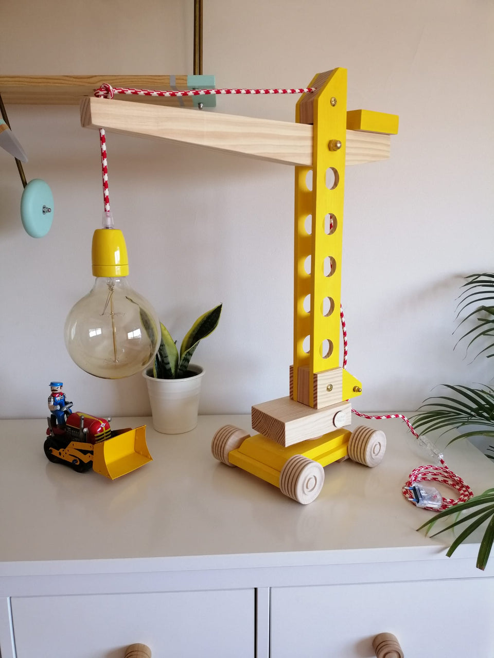 Candeeiro Grua de mesa Amarela - Yellow Table Crane Lamp