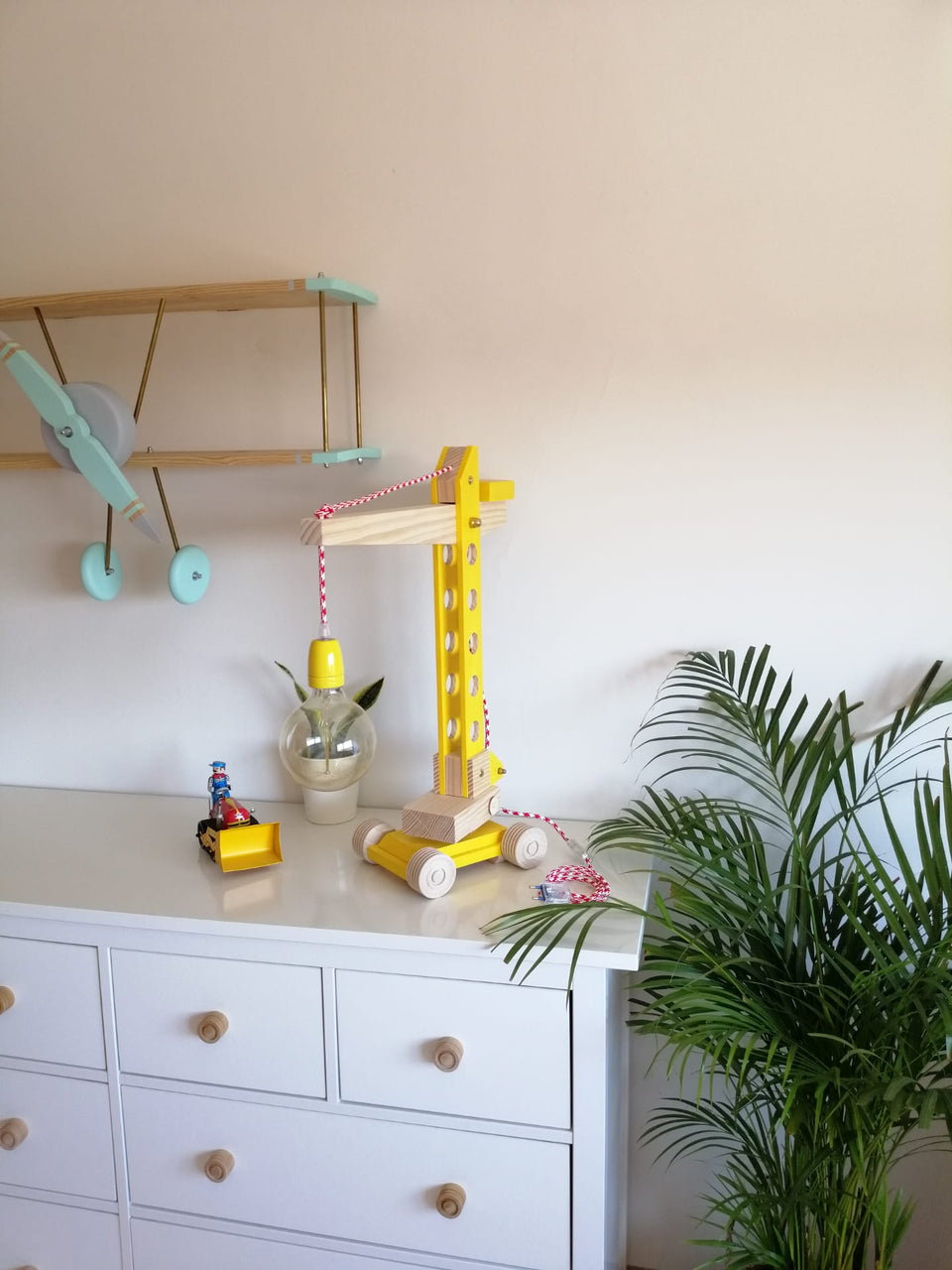 Candeeiro Grua de mesa Amarela - Yellow Table Crane Lamp