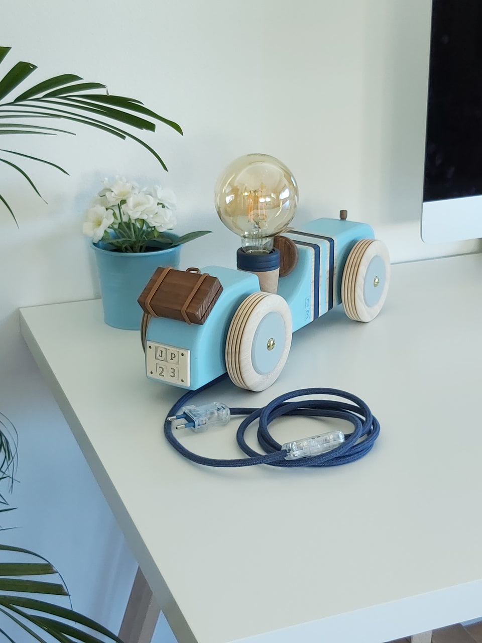 Candeeiro Carro de mesa Azul Bebé - Car table lamp baby blue