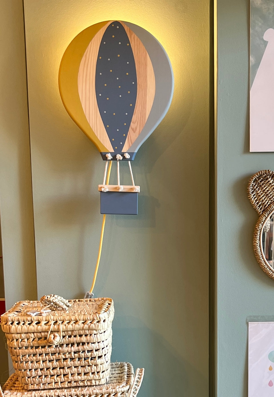 Candeeiro parede Balão Ar Quente Azul Faraó - Hot Air Balloon wall Lamp Pharaoh Blue