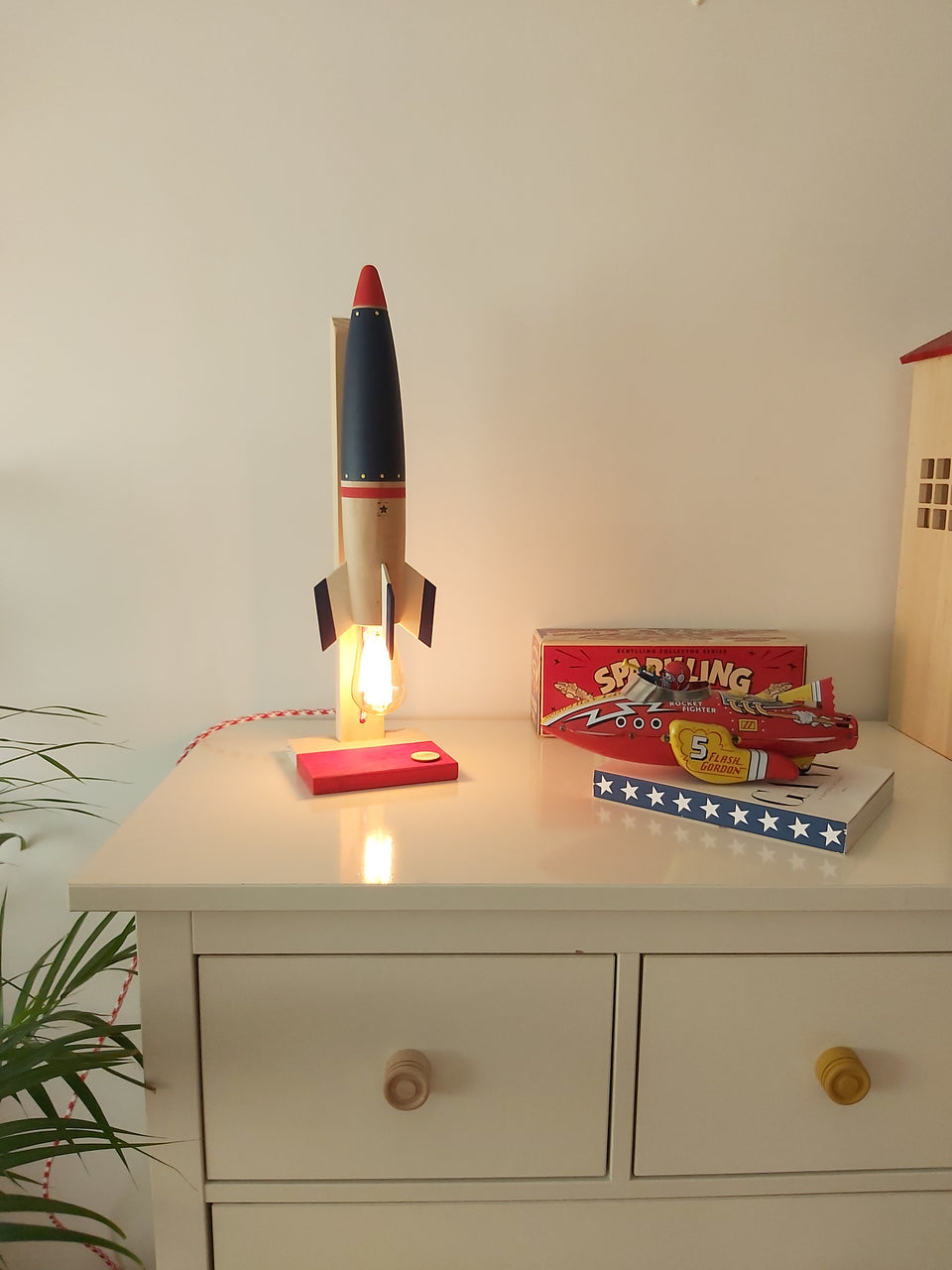 Candeeiro Foguetão de Mesa Azul Oxford - Oxford Blue Rocket Table Lamp