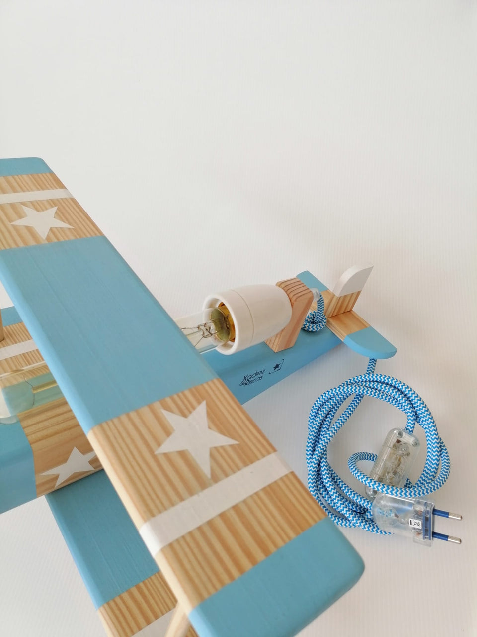 Candeeiro Avião de Mesa Azul bebé - Airplane Table light Lamp baby blue
