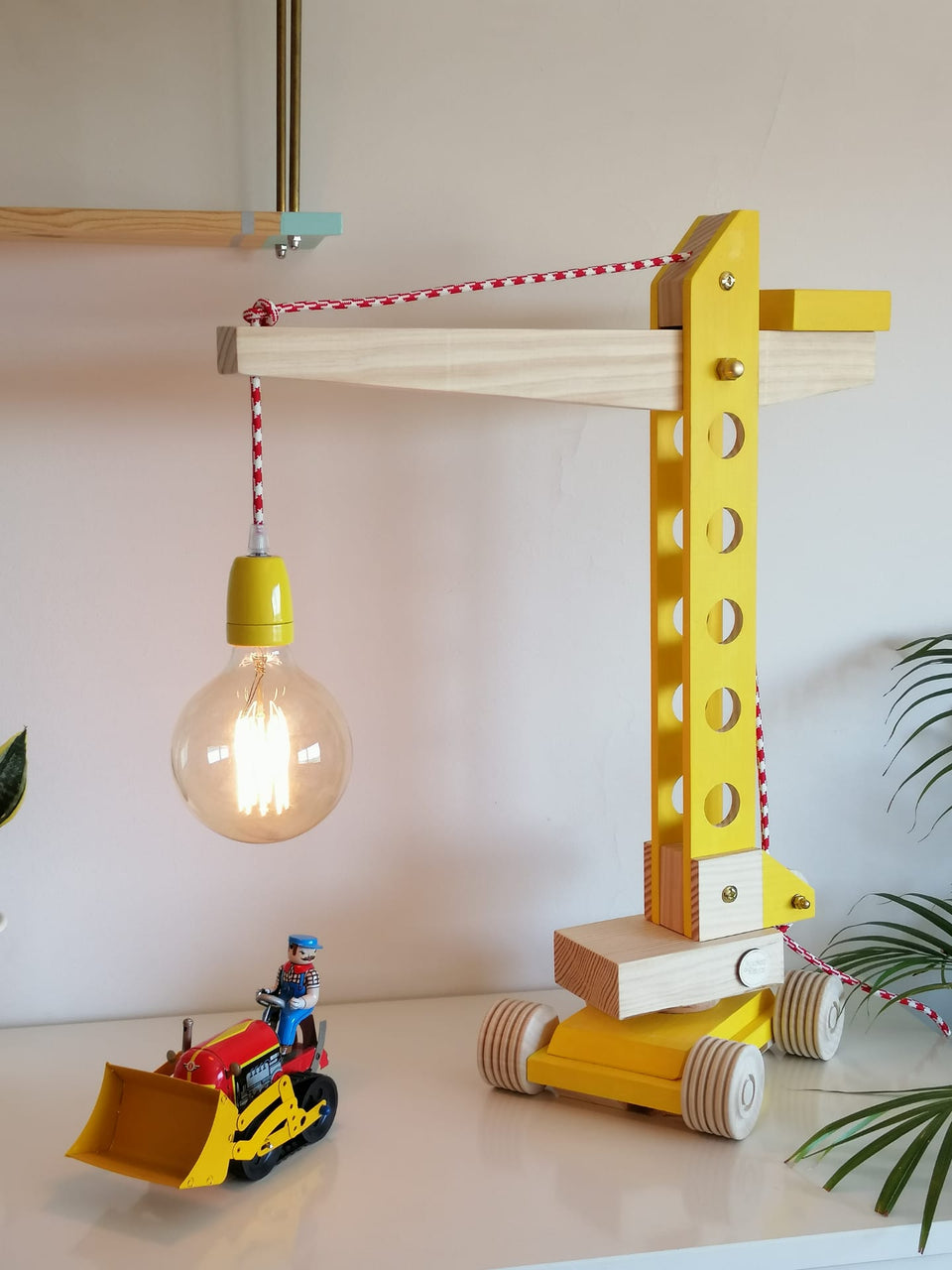 Candeeiro Grua de mesa Amarela - Yellow Table Crane Lamp