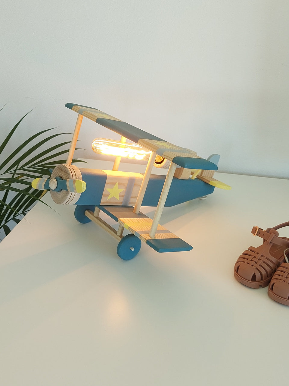Candeeiro Avião de Mesa Azul Faraó - Airplane Table light Lamp Pharaoh Blue